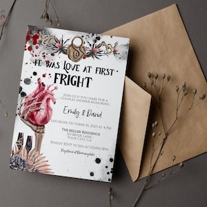 Halloween Couples Shower Invitation, Love at First Fright Couples Shower Invite, Till death do us part Template, Hens party, Editable