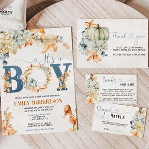 Fall Baby Shower Invitation, Little pumpkin invitation, Gender Neutral Fall Baby Shower, Its A Boy Fall Baby Shower, Editable Digital PF1