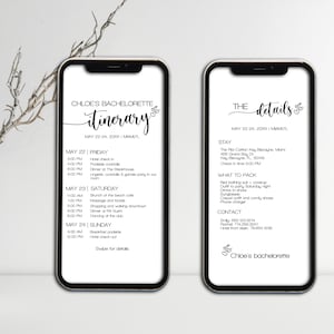 Bachelorette Itinerary Template, Bachelorette Invitation Itinerary, Bachelorette Mobile Invitation Editable Template