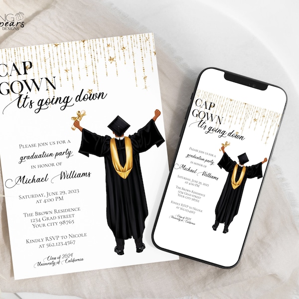 Editable Personalized Graduation Invitation, Male Graduate, Class of 2023 Graduation Party, Graduation announcement, DIY Printable Digital