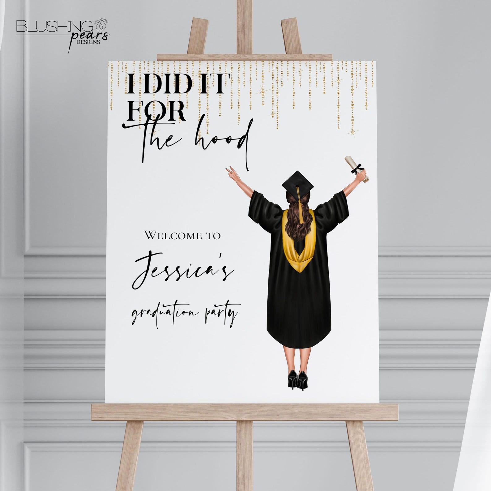 Personalized Masters Graduation Welcome Sign, Female Graduate, Masters ...