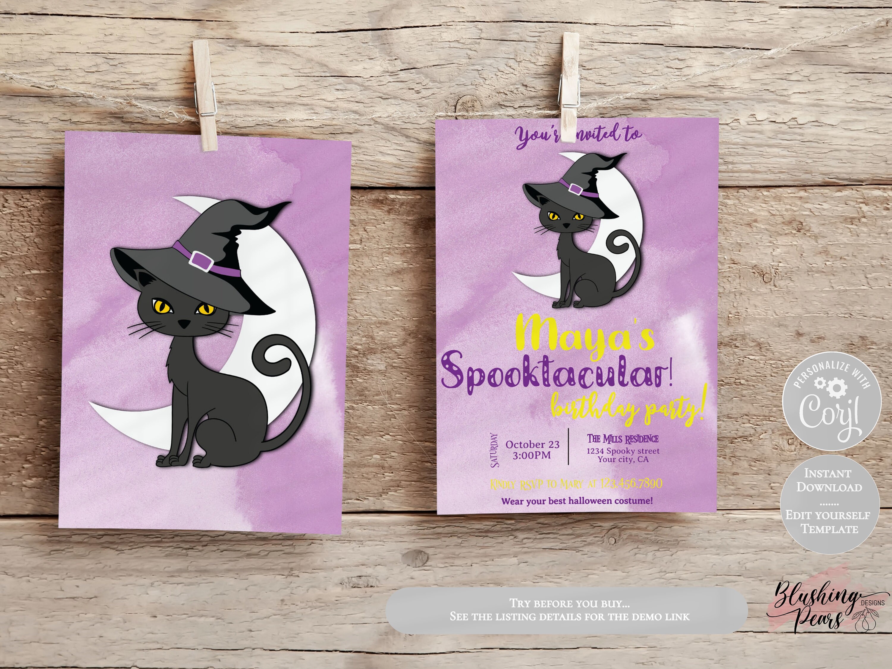 Halloween Birthday Party Invitation Halloween Invitation Etsy