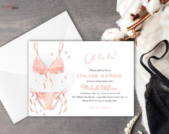 Lingerie Shower Invitation, Bachelorette Party Invite, Pink Lingerie Party, Hen's Party, Spoil Her, Oh la lingerie, Editable Printable