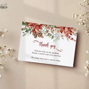 Carte de remerciement de douche nuptiale, carte de remerciement de douche nuptiale de Noël, carte de remerciement de douche nuptiale de vacances, cbr1 modifiable