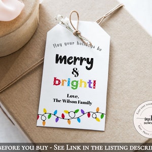 Christmas gift tag, Merry Christmas tag, Holiday Gift Tag, Printable gift tag, Digital Template, Editable