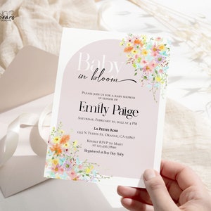Editable Bright Spring Baby Shower Invitation, Baby in Bloom Baby Shower Invite, Butterfly Floral Baby Shower, Rainbow baby, Digital spb02