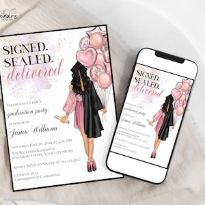 Personalized Graduation Invitation, Class of 2025 Graduation Party, She did it invite, Graduation announcement, African American, Editable