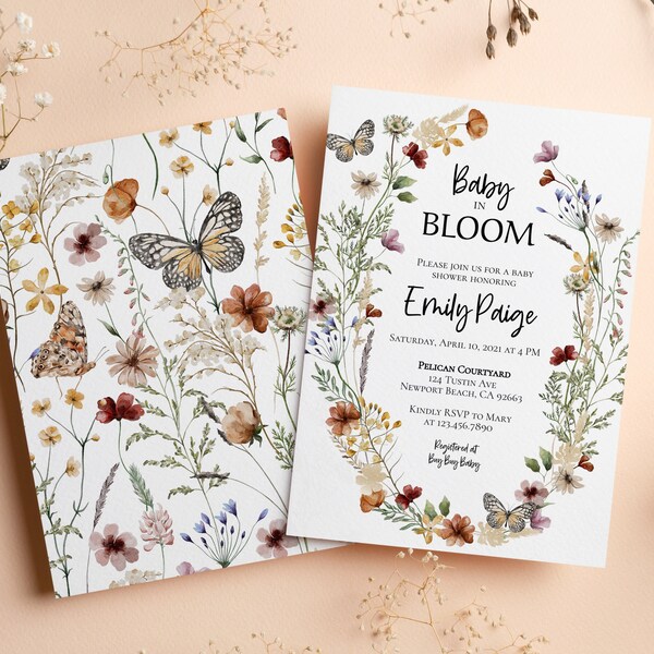 Baby in Bloom Invitation Etsy