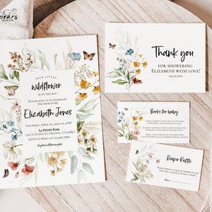 Baby in Bloom Baby Shower Invitation Bundle, Wildflower Baby shower invite, Garden Baby Shower invitation, Baby shower BUNDLE SB08