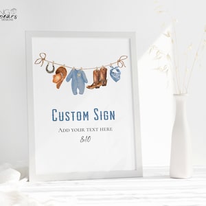 Editable Cowboy Baby Shower Custom Sign, A Little Cowboy is on the Way Table Sign, Wild West Western, Rodeo Country Baby Shower, DIY CB01