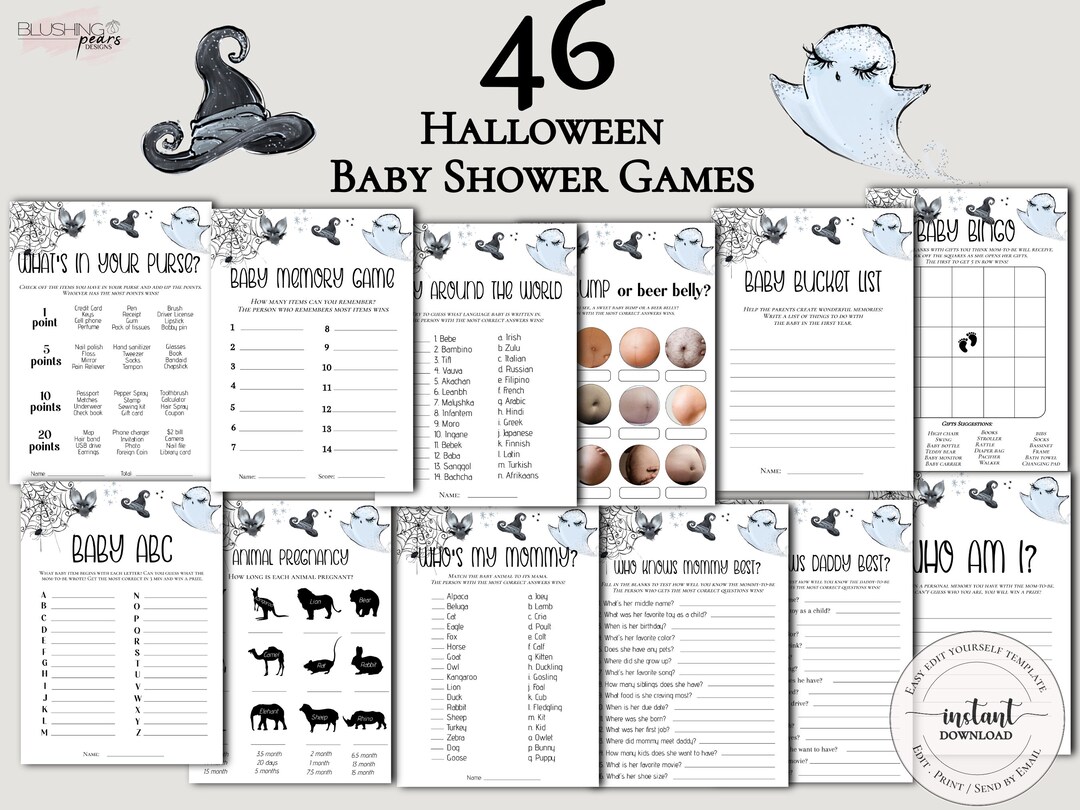 Halloween Baby Shower Games Bundle, Ghost Our Little Boo Baby Shower