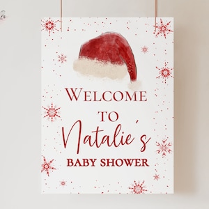 Santa Baby Baby shower Welcome Sign, Christmas Baby Shower Welcome Sign, Winter Shower Invitation, Digital Printable DIY, Editable sb01