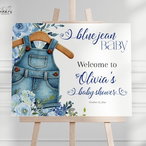 Blue Jean Baby Shower Welcome Sign, Denim Baby Shower Welcome Sign, DIY Digital Printable Editable bj01