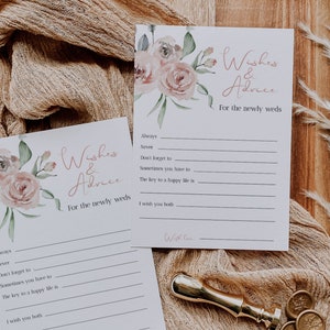 Rat und Glückwünsche Brautparty Karte, Blumen Brautparty Karte, BOHO Dusty Rose Shower Karte, NICHT bearbeitbare Vorlage, Instant Download
