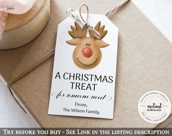 Christmas gift tag, Merry Christmas tag, Holiday Gift Tag, Printable gift tag, Digital Template, Editable