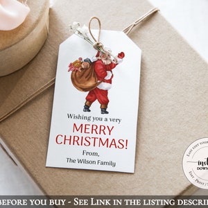 Christmas gift tag, Merry Christmas tag, Holiday Gift Tag, Printable gift tag, Digital Template, Editable
