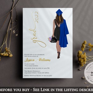 Personalized Graduation Invitation, Class of 2025 Graduation Party, She did it invite, Graduation announcement, African American, Editable