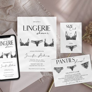 Inbjudan till dusch för underkläder, inbjudan till möhippa, underklädesfest, möhippa, skäm bort henne, Oh la lingerie, redigerbar utskrivbar direkt