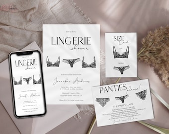 Lingerie Shower Invitation, Bachelorette Party Invite, Lingerie Party, Hen's Party, Spoil Her, Oh la lingerie, Editable Printable Instant