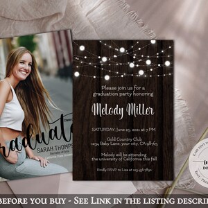 Graduation Invitation, Class of 2022 Graduation Party, Rustic Graduation invite, Graduation announcement, Editable Digital Printable