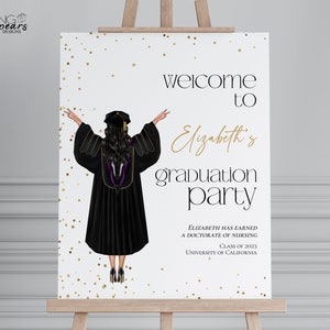 Personalized Phd Doctorate Graduation Welcome sign, Doctorate graduation Poster, Black Graduate, African American Hood, Digital