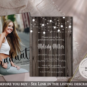 Graduation Invitation, Class of 2022 Graduation Party, Rustic Graduation invite, Graduation announcement, Editable Digital Printable