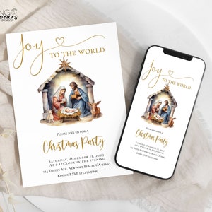 Faire-part Nativité, Faire-part de fête de Noël religieux, Faire-part de Noël Nativité, Faire-part de Noël à l&#39;église, La joie du monde
