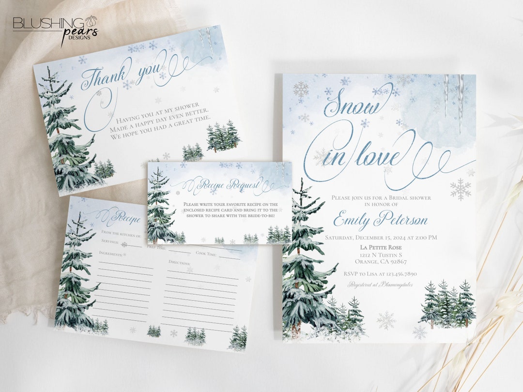 Snow in Love Bridal Shower Invitation Set, Winter Bridal Shower ...