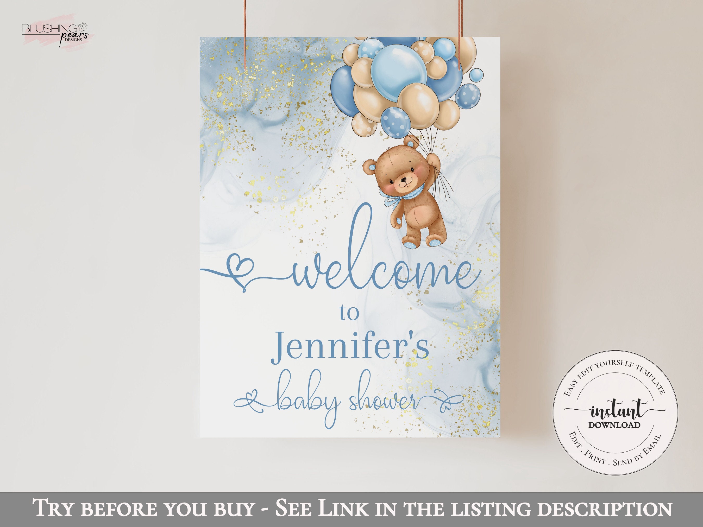 Baby shower Welcome Sign We can bearly Wait Teddy Bear Baby -  Portugal