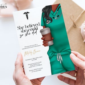 Black Nurse Graduation Invitation, Photo Nurse Invitation, Safety First Party Invitation, Nursing, Medical School, EMT, Editable n01