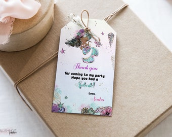 Mermaid thank you tag, under the sea birthday tag, Birthday Thank you tag, Editable, Digital, Printable DIY