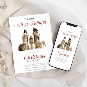 Nativity Invitation, Religious Christmas Party Invitation, Nativity Christmas Invitation, Church Christmas Party Invite, Joy to the world