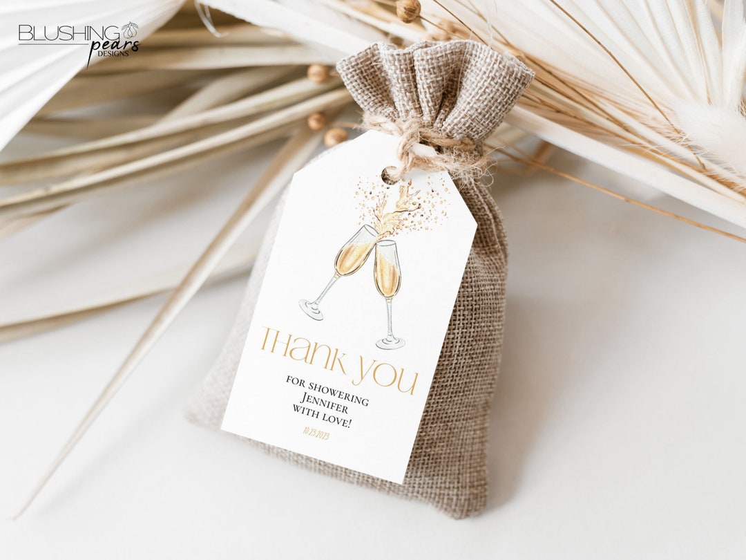 Editable Champagne Brunch Bridal Shower Thank You Tag, Bridal Brunch ...