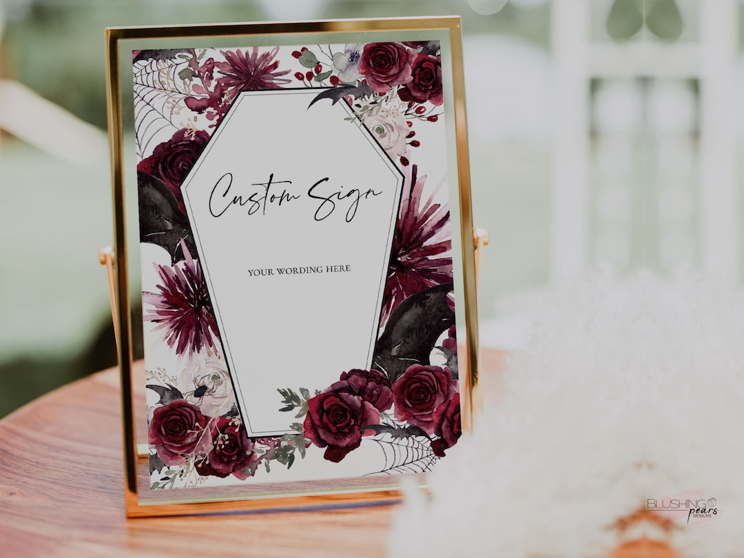 October Sign Print Halloween Custom Sign, October Theme Wedding Sign, Spooky Floral Bridal ...