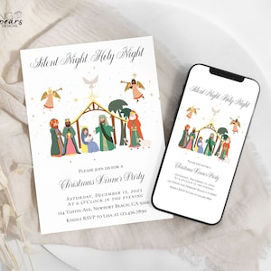 Nativity Invitation, Religious Christmas Party Invitation, Nativity Christmas Invitation, Church Christmas Party Invite, Joy to the world