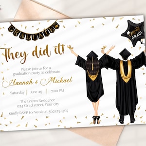 Invito alla laurea tra fratelli, festa di laurea della classe del 2025, annuncio di laurea tra fratelli e sorelle, stampabile, digitale, modificabile, fai da te