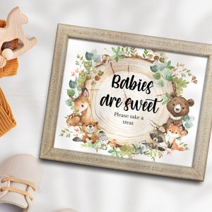 Woodland Baby Shower Sign, Greenery Forest Animals Babie Are Sweet Sign, Woodland Babies Are Sweet Sign, Digital Printable