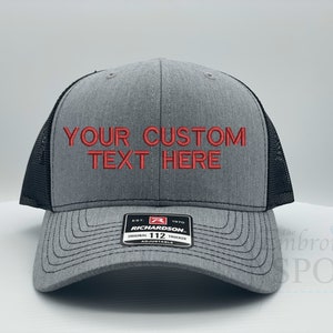 Personalize Hat | Richardson 112 Baseball Cap Hat | Custom Embroidered Hat | Your Custom Text Here | Design your own hat