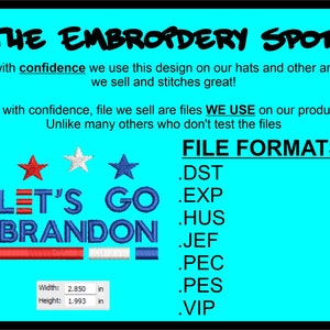 LET&#39;S GO BRANDON Machine Embroidery Design Files | Instant Download |  7 format files