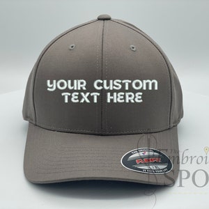 Personalize Hat | Personalize Fitted Flexfit Hap Caps | Custom Embroidered Hat | Your Custom Text Here | Design your own hat