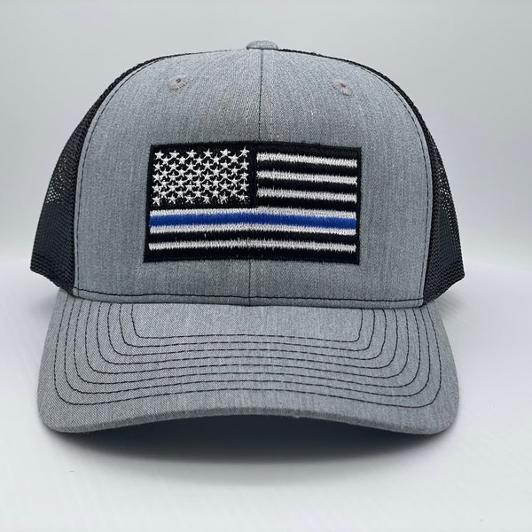 Thin Blue Line  Embroidered Trucker Hats.  - Show your Support to the Boys in Blue! -24