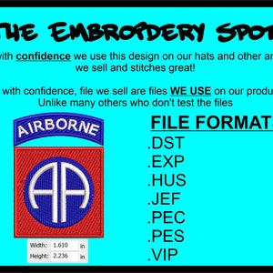 82nd Airborne Infantry Division Machine Embroidery Design | Instant Download |  7 format files