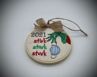 2021 Grinch Stink Stank Stunk Embroidered Christmas Ornament | Grinch ornament, ornament, Christmas Grinch