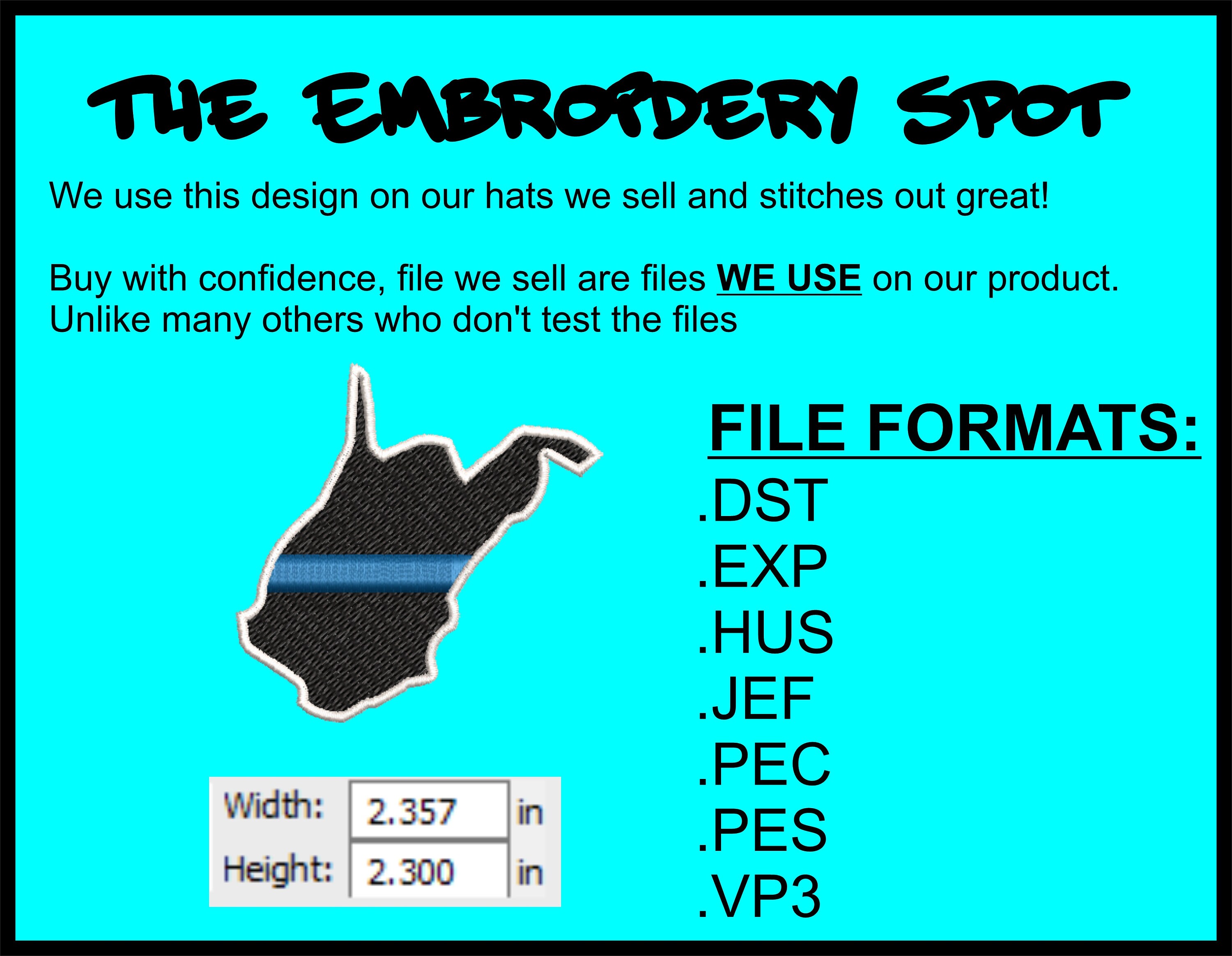 West Virginia State Thin Blue Line Machine Embroidery Design - Etsy