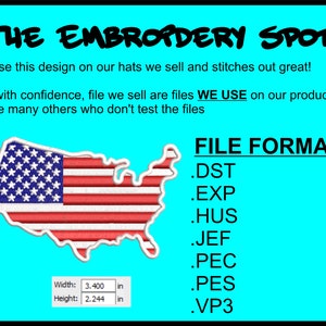 USA Flag Outline Machine Embroidery Design | Instant Download |  7 format files