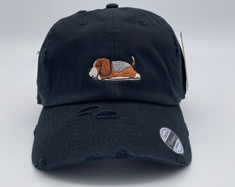 Beagle Cute Cartoon Dog | Vintage Distressed Baseball Cap | Dog Mom Dad Gift | Dog Hat | Dog Lover Gift | Fur Mama