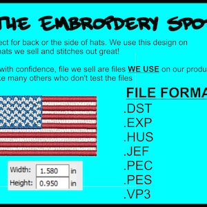 Small US Flag for Machine Embroidery Design | Instant Download |  7 format files