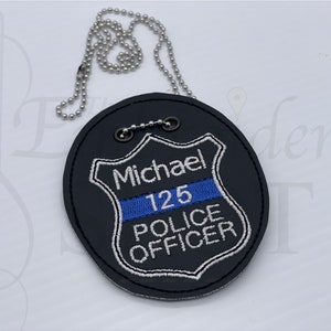 Pretend Play Personalized Junior Police Officer Badge Thin Blue Line
