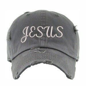 JESUS Embroidered Hat | Distressed Baseball Cap | Custom Hat