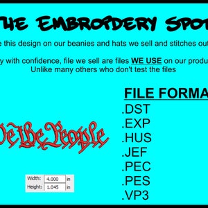 We the People Machine Embroidery Design Files | Instant Download |  7 format files